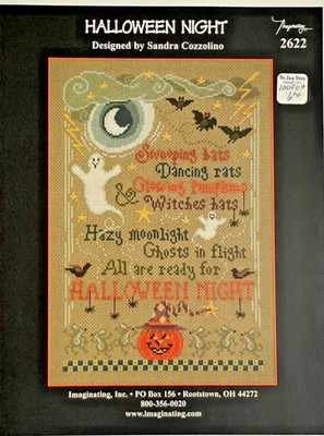 Imaginating Halloween Night Ghost Bats Pumpkin Witch Moon Cross Stitch Pattern
