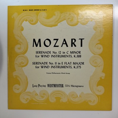 Serenade For Wind Instruments LP Vinyl Record Mozart Westminster WL 50 21 Vienna