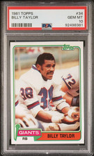 1981 TOPPS BILLY TAYLOR #34 NEW YORK GIANTS PSA 10