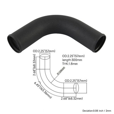 57mm 2.25'' 90 Grad Ellenbogen Aluminium Turbo Ladeluftkühler Rohr Rohrleitungen 