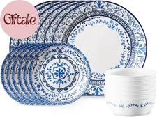 Vitrelle 18-Piece Service for 6 Dinnerware Set, Triple Layer Glass and Chip Resi