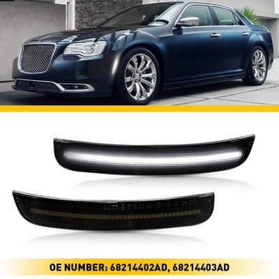 Front Side Marker Light Lamps White LED Smoked Lens For Chrysler 300 2015-2023