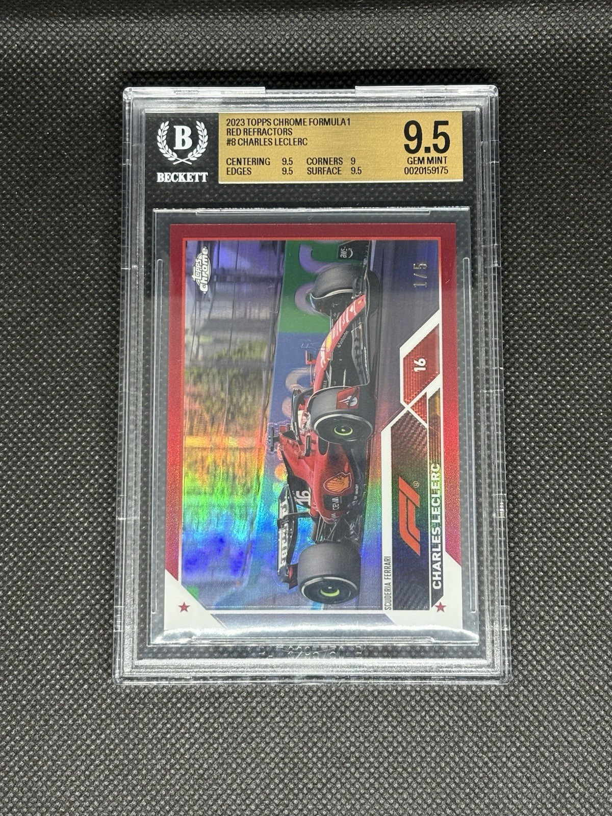 2023 Topps Chrome F1 Charles Leclerc Red Refractor /5 BGS 9.5🔥🔥 view 3