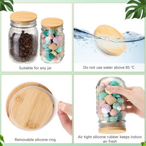 40 Pieces Bamboo Mason Jar Lids Storage Canning Jar Lids 20 Pcs Regular Mouth... - Picture 3 of 7