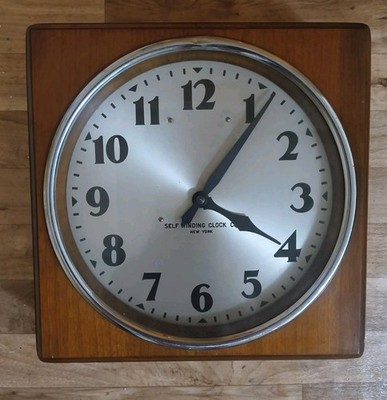 Antique Self Winding Clock Co Official Time Western Union Wall Clock  NOT TESTED