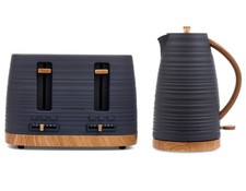 Morphy Richards Clay Kettle & 4 Slice Toaster Flint Grey Kitchen Set