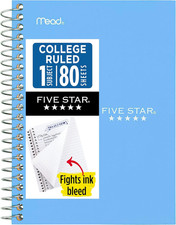 Spiral Notebook, 1 Subject, College Ruled Paper, 4-3/8" x 7", Small Size, 80 ...