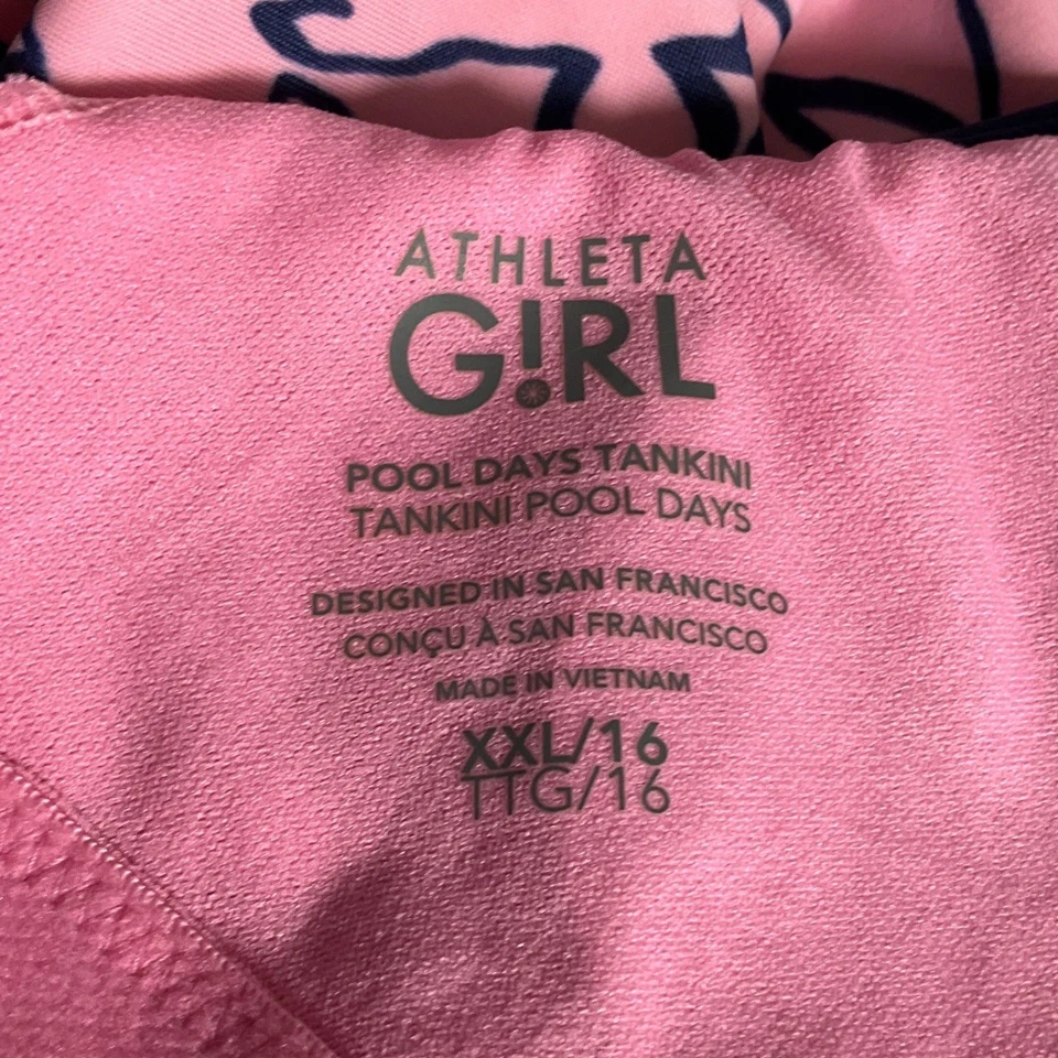 Conjunto Tankini Athleta Girl Pool Days XXL/16 Rosa Azul Marino Floral Traje de Baño Top Pantalones Cortos Foto 4 de 4