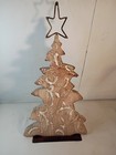 (1) Pier 1 Imports Carved Wooden Christmas Tree Rustic Elvish 20"x 11"