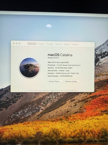 Apple iMac A1418 21.5 Late 2013 256Gb SSD 16 GB OSX 10.15 CATALINA - Picture 2 of 2