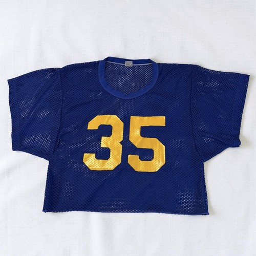 VTG 70’s Russell Athletic Heavy Mesh Football Practice Cropped Jersey Blue