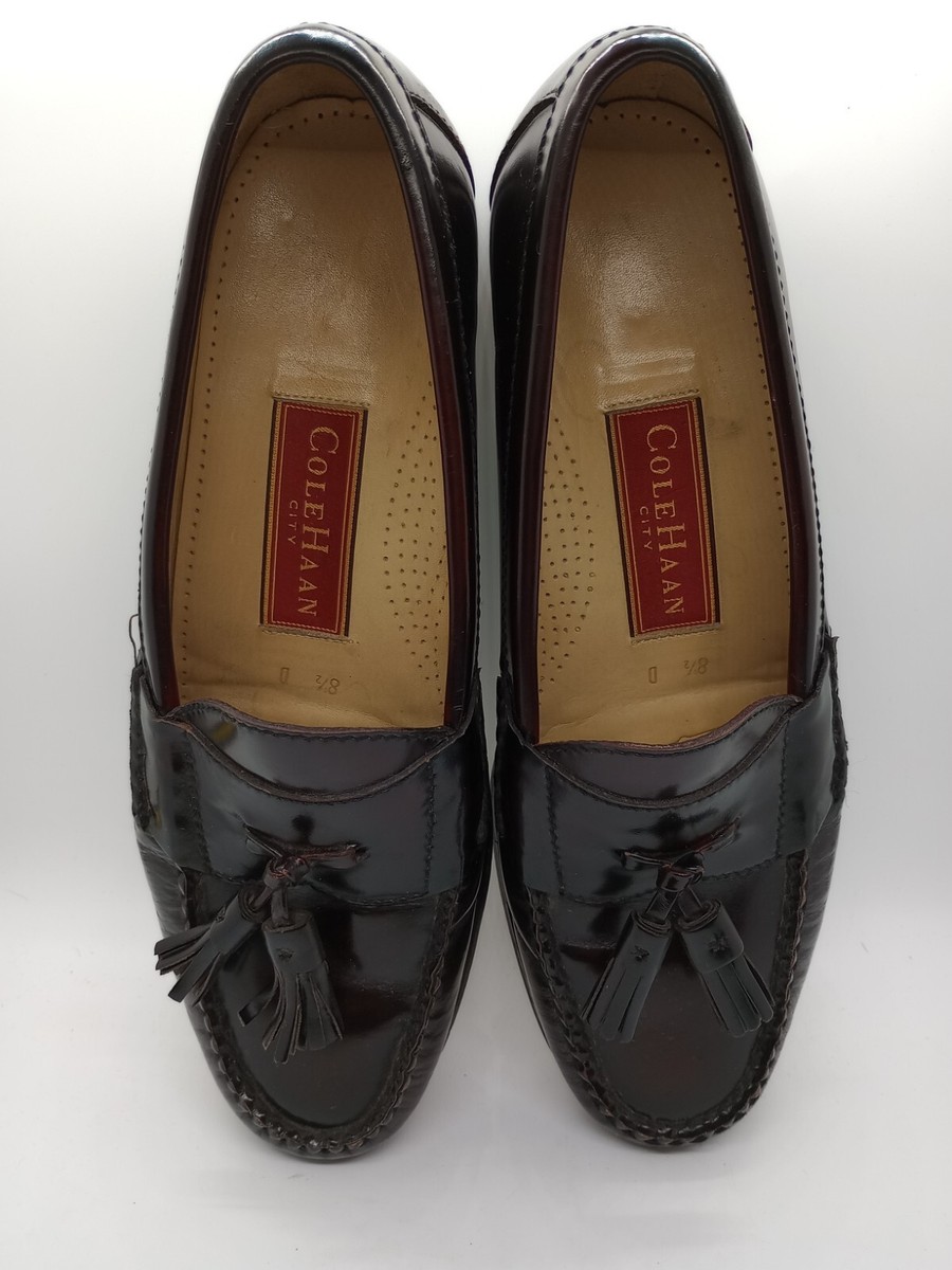 Cole Haan City Men’s 8.5 D Burgundy Leather Slip On Tassel Loafers Dress Shoes Cole Haan City Burgandy Cordovan Tassel Slip-On Penny  main image 3