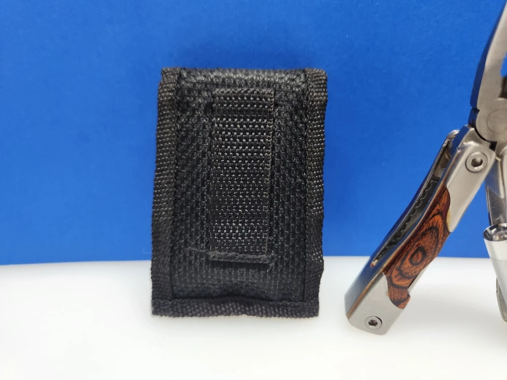 Multi Tool Pliers Saw Screwdriver More Black Nylon Sheath Woodgrain Smaller