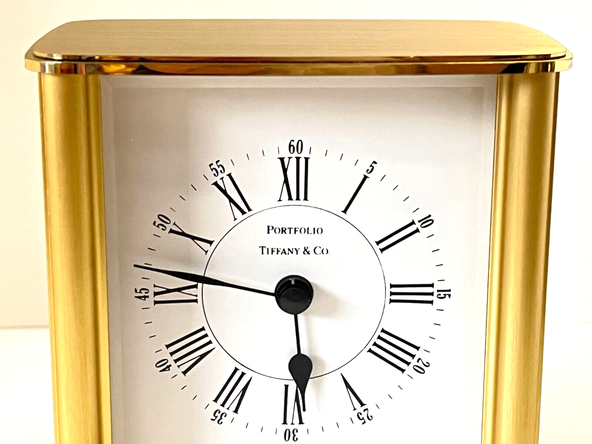 ティファニー ポートフォリオ 置き時計 テーブルクロック クオーツ ゴールド Tiffany & Co Brushed Gold Tone Porfolio Desktop Clock