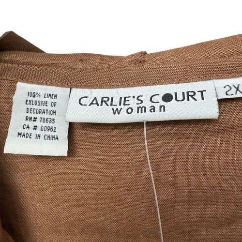 Carlies Court Linen Jacket Plus Size 2X Zip Front Casual Hoodie Brown Womens NWT - Picture 4 of 8