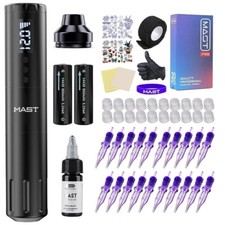 Mast Y24 Tattoo Pen Gun Machine 20Pcs Needles 2 Batteries Wireless Complete Kit