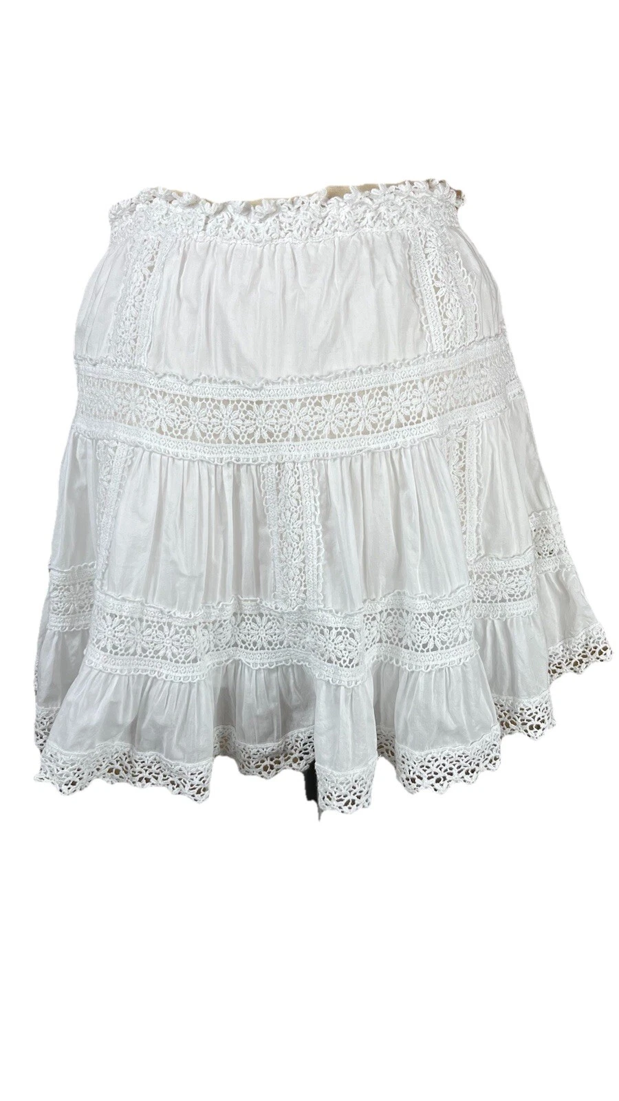 Victoria’s Secret (Sz M) White Mini Skirt Eyelet Lace Peasant Tiered Floral
Opens in a new window or