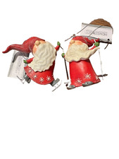 Set of 2 Ganz Christmas Winter Sports Gnome Ornaments W/Tags 3" tall