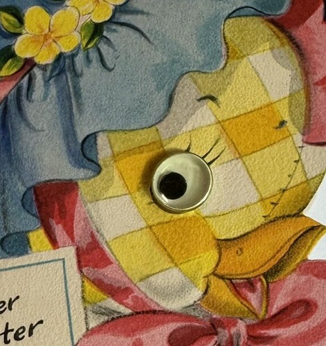 2 Hallmark Easter Cards Anthropomorphic Duck Chicken Die Cut Vintage Googly Eyes - Picture 4 of 15