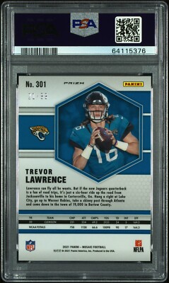 2021 Panini Mosaic Trevor Lawrence Blue Mosaic 21/99 #301 PSA 10