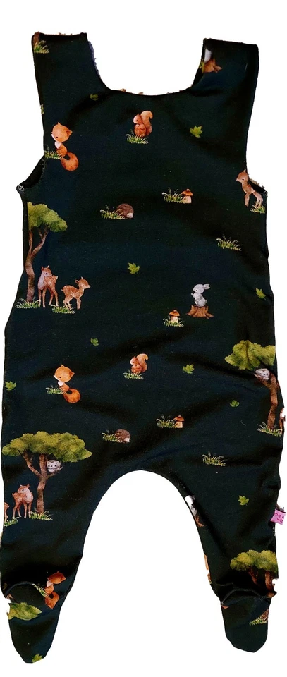 Baby Strampler Strampelanzug Waldtiere Einteiler  mit Fuss Spieler, Handmad Neu - Bild 3 von 3