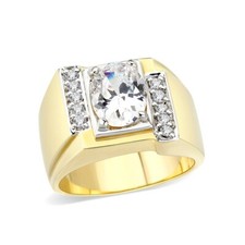 Mens gold ring solitaire oval accents square signet pinky 18kt ION