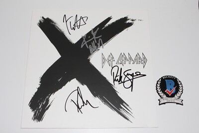 DEF LEPPARD BAND SIGNED 'X' ALBUM VINYL RECORD x4 JOE ELLIOTT RICK