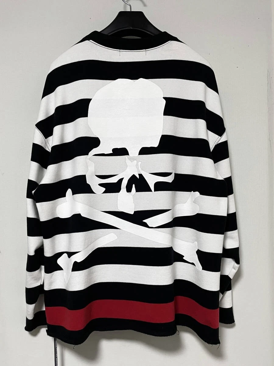 18ss MASTERMIND WORLD Black × Red Striped SKULL SWEAT SIZE:M