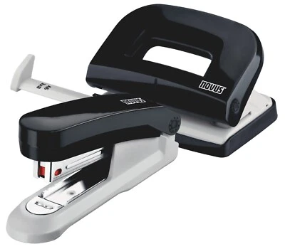 Novus Black Stapler and Hole Punch set with 1000 staples included - Combo Pack