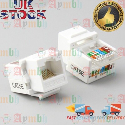 10 x RJ45 Keystone Klinke Wand End Stecker Cat 5e Ethernet LAN Netzwerk Modul Adapter