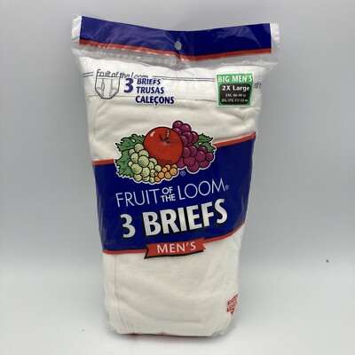 2XL Fruit of the Loom Classic White Briefs 2006 Tighty Whitey 3 Each