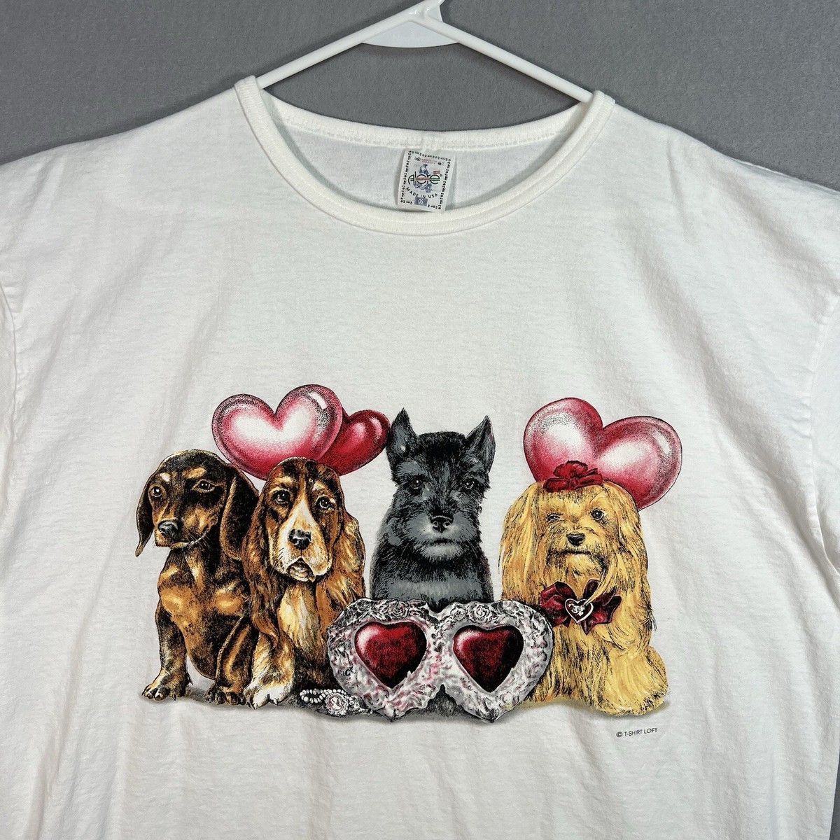 Vintage 90s Alore Dog Puppy Dachshund Bloodhound T Shirt Womens 