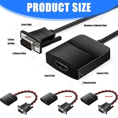 VGA To Hdmis Converters 1080P Video Audios Adapter Compactly Design For PC TV - Zdjęcie 8 z 11