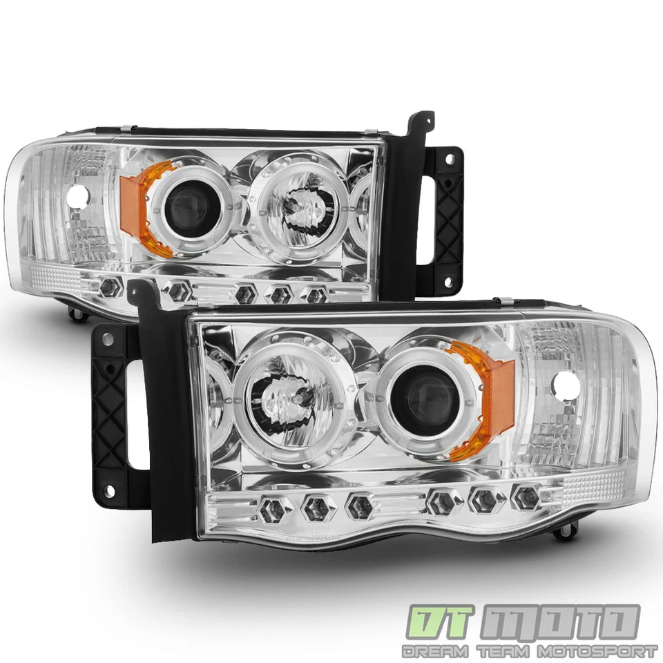 2002-2005 Dodge Ram 1500 03-05 2500 3500 LED Halo Projector Headlights Headlamps - Image 4 of 4