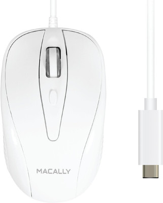 Macally UCTURBO 3 Tasten USB-C kabelgebundene Maus für Macbook, Macbook Pro, weiß