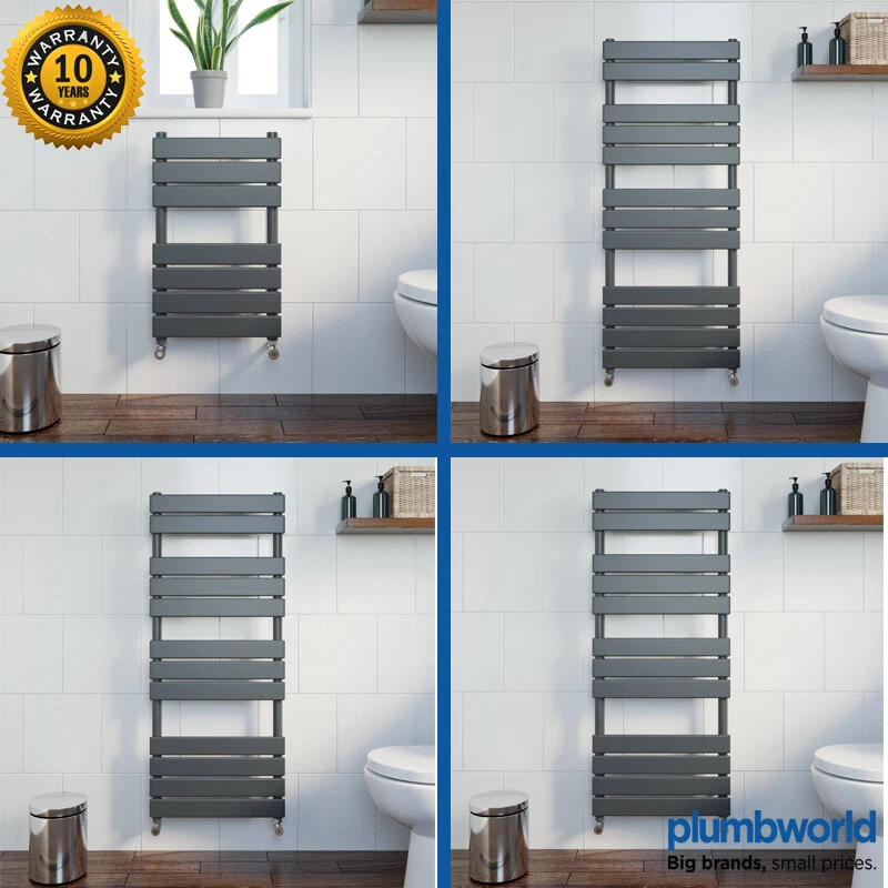 Designer Flat Panel Heated Bathroom Towel Rail Radiator Rad Anthracite Grey  | eBay