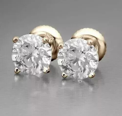 6MM Round Lab Diamond Solitaire Stud Earrings in 14K Gold Finish-image