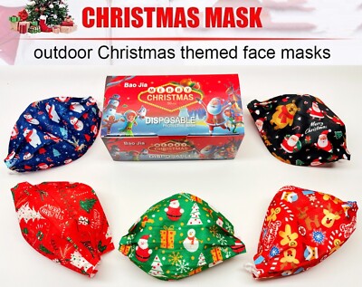 Disposable christmas Face Mask Assorted 3-Ply Festive Patterns Adult Mouth Cover