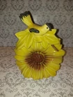 Vintage McCoy Sunflower And Goldfinch Bird Wall Pocket Planter