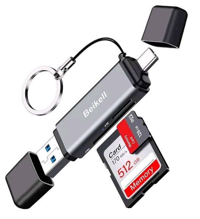 SD Card Reader, Dual Connector USB 3.0/USB C Memory Card Reader Adapter PC-image