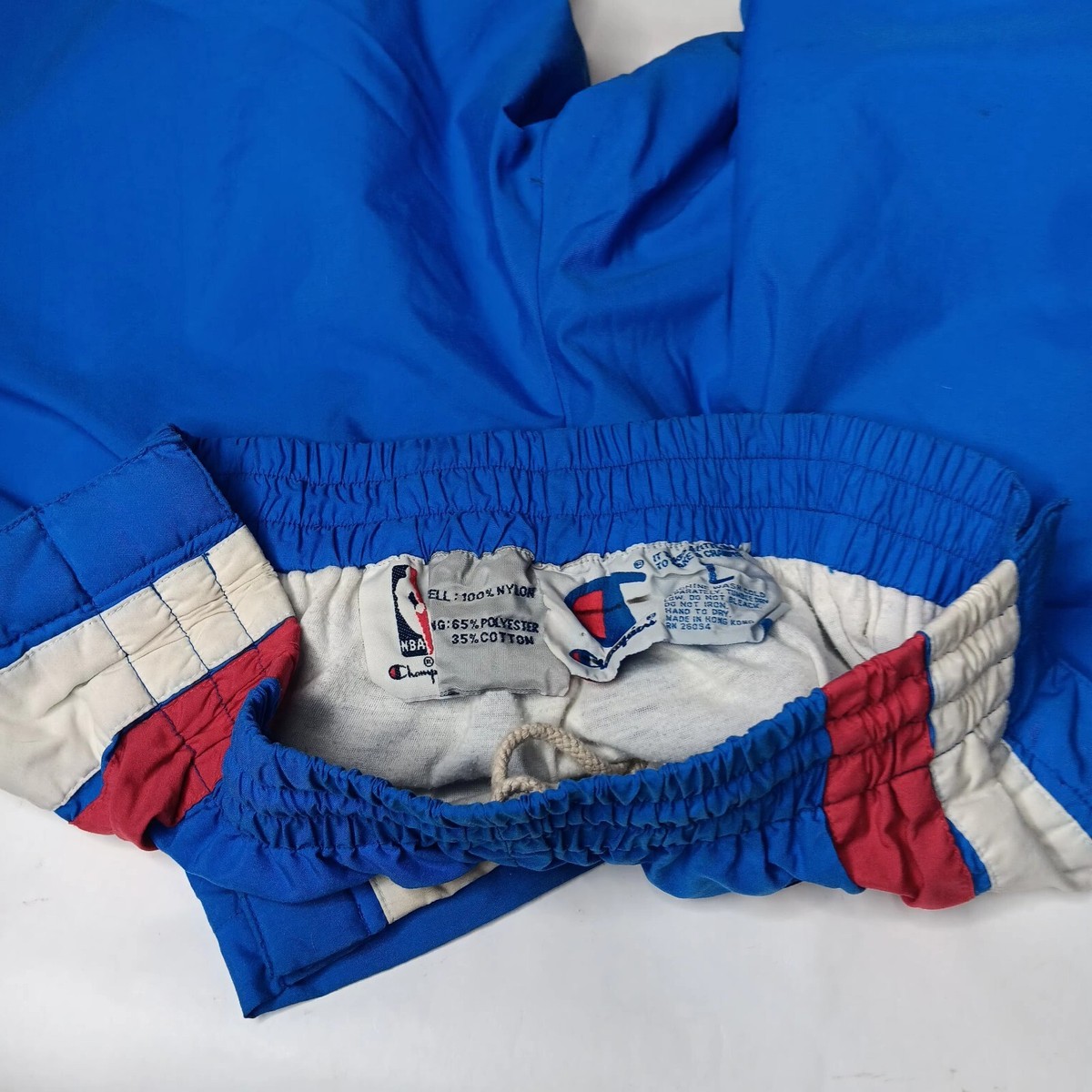 Champion NBA Warm Up Pants Large Tear Away Snap Blue Red Champion NBA Warm Up Pants Large Tear Away Snap Blue Red
