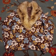 Palmer House Boho Jacket Blazer Coat Corduroy Womens Vintage Faux Fur Floral