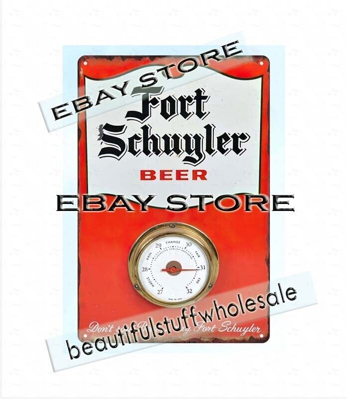 Vintage FORT SCHUYLER BEER Metal Tin Sign - Dorm Room Plaque & Inspirational Wall Decor