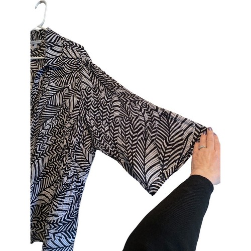 Fashion Bug Blouse Womens 3X Black Tropical Boho Tunic Buttons Glitter Sparkles - Picture 7 of 16