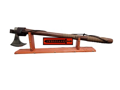 Two Handed Stainless Steel Bearded Viking Axe Solid Hardwood Handle Belt Loop