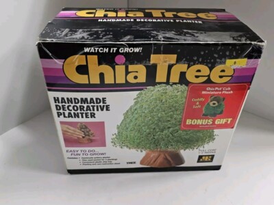 Vintage CHIA Tree Handmade Decorative Pottery Planter Watch It Grow W/ Bonusgift