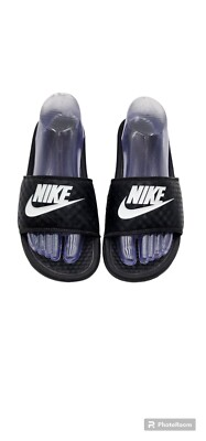Nike Benassi JDL Slide Sandals Black 343881-011 Slip On Flats Women's US Size 8