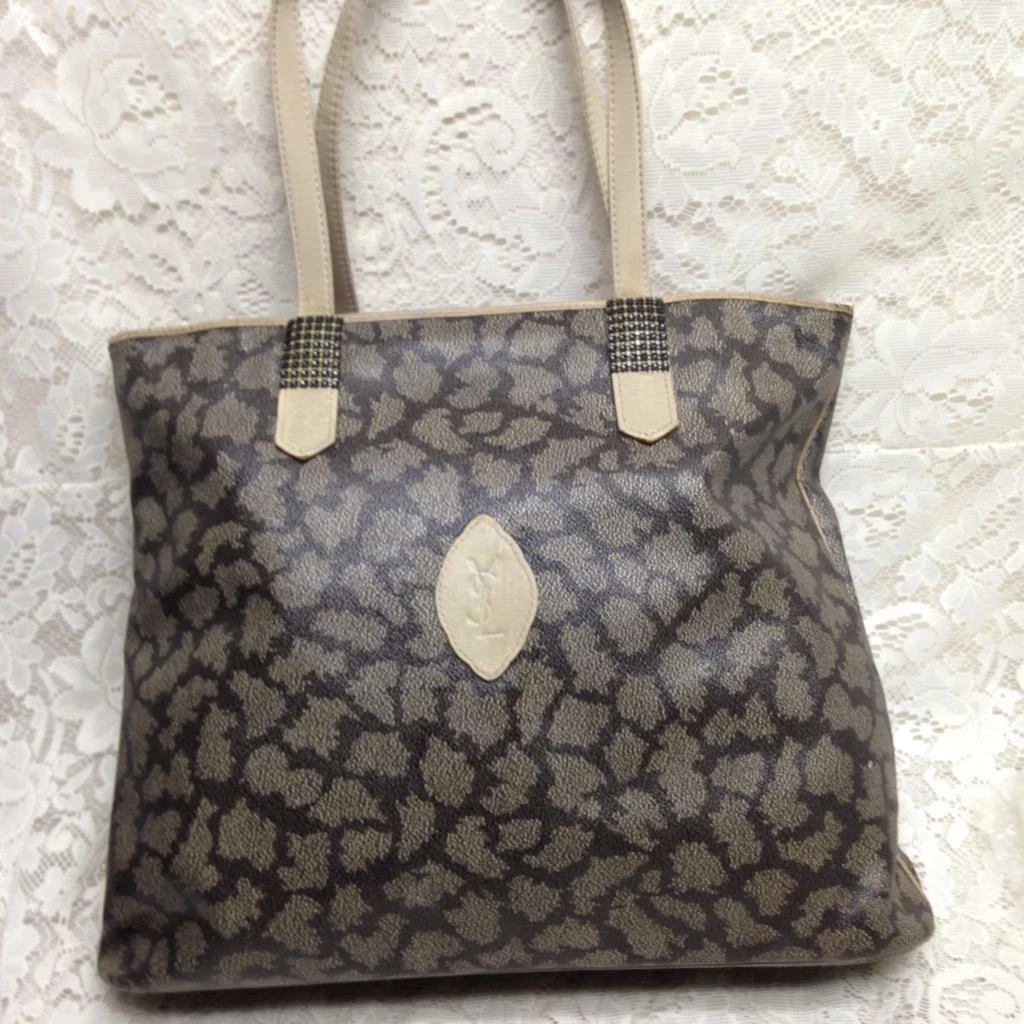 SAINT LAURENT (YSL) Yves Saint Laurent Borsa a mano grande in tela rivestita 16 pollici x 13 5 pollici x 3 5 pollici