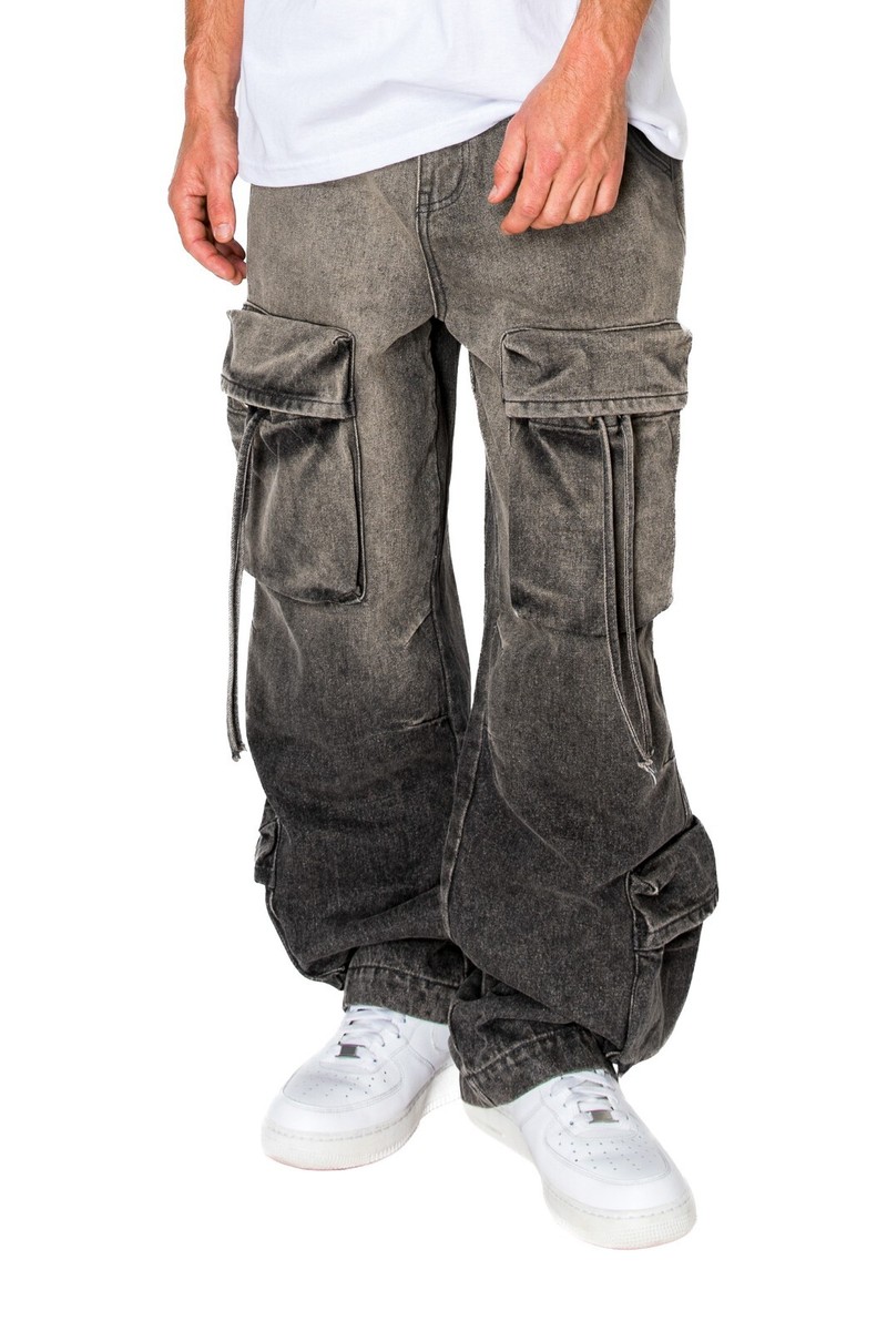 Victorious Men's Baggy Fit Faded Wash Oversized Cargo Jeans DL1533