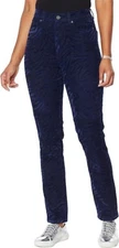 DG2 Diane Gilman Stretch Zebra Flocked Skinny Jean INDIGO 16 Tall NEW (573)